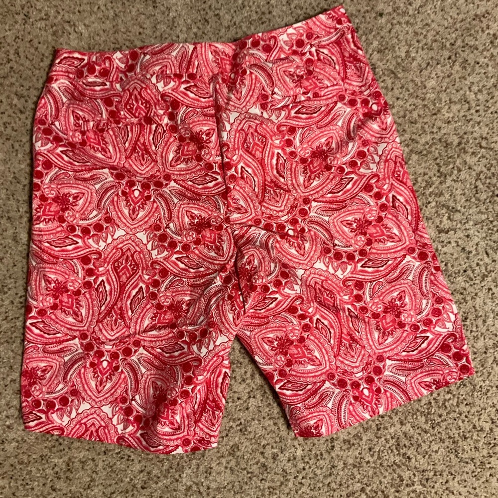 Talbots Pink and White Paisley Bermuda Shorts - Picture 3 of 4